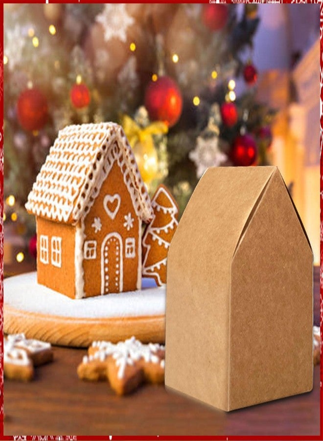 SENONAPO 120 Pcs Brown Gingerbread House Favor Boxes - DIY Build Gingerbread House Boxes - Cardboard Christmas Crafts Gift Boxes for Party Decorating Supplies - Image 5